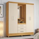 Ver imagem 4 de Guarda Roupa Capelinha Pérsia 4 Portas Cinamon Touch/off White com Espelho - Demóbile