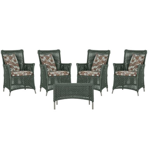 4 Poltronas e 1 Mesa Igapó em Alumínio Pintura Fendi Corda Náutica Estofado 6