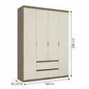 Ver imagem 4 de Guarda-Roupa 4 Portas 2 Gavetas 100% MDF 168cm x 230cm Nobre Yescasa Off White/Rustic
