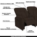 Ver imagem 3 de Poltrona Reclinável 3 lugares para Sala de Cinema Pequim Veludo Marrom - Gran Belo