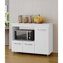Ver imagem 3 de Balcão Multiuso Liza 114m 3 Portas com Nicho para Forno/microondas - Branco Móblis