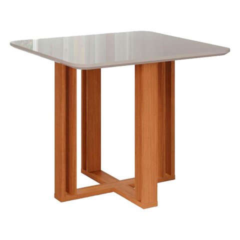 Mesa para Sala de Jantar Flora Quadrada 94 X 94 Cm Mdf/vidro Cimol Nature/off White