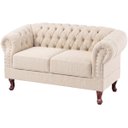 Ver imagem 1 de Namoradeira Chesterfield Duque 2 Lugares em Linho Champanhe