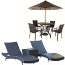 Ver imagem 1 de Kit 4 Cadeiras e Mesa Ascoli, 2 Espreguiçadeiras Bona e Mesa com Ombrelone Piscina, Jardim, Área Tra
