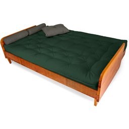 Sofá Cama Paris Sarja Verde Militar Madeira Maciça Alto Padrão - 4