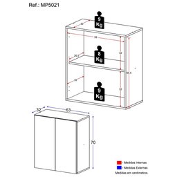 Armário Lavanderia com 2 Portas Multimóveis MP5021 Branco - 3 Armário Lavanderia com 2 Portas Multimóveis MP5021 Branco - 3