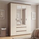 Ver imagem 1 de Guarda-Roupa 2 Portas 2 Gavetas 100% MDF Slim Glass Nobre Yescasa Off White/Rustic