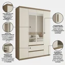 Ver imagem 6 de Guarda-Roupa 2 Portas 2 Gavetas 100% MDF Slim Glass Nobre Yescasa Off White/Rustic