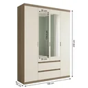 Ver imagem 4 de Guarda-Roupa 2 Portas 2 Gavetas 100% MDF Slim Glass Nobre Yescasa Off White/Rustic