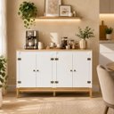 Ver imagem 2 de Aparador Colonial 149cm Mel Branco 4 Portas Movelbento