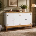 Ver imagem 1 de Aparador Colonial 149cm Mel Branco 4 Portas Movelbento