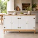 Ver imagem 4 de Aparador Colonial 149cm Mel Branco 4 Portas Movelbento