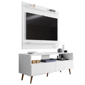 Rack Sienna com Painel Tessa P/ Tv até 50 Polegada Branco - Vallisa Decor