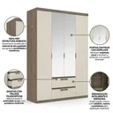 Ver imagem 6 de Guarda-Roupa 4 Portas 2 Gavetas 100% MDF 168cm x 230cm Nobre Yescasa Off White/Rustic