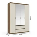 Ver imagem 4 de Guarda-Roupa 4 Portas 2 Gavetas 100% MDF 168cm x 230cm Nobre Yescasa Off White/Rustic