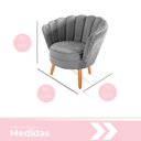 Ver imagem 4 de Poltrona Pétala Decorativa Sala e Quarto Pés Palito Veludo Cinza W&D Decor