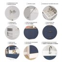Ver imagem 5 de Cozinha Modulada Aurora 190cm Clássica Conjunto Provençal Cor:branco com Azul