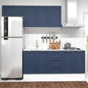 Ver imagem 1 de Cozinha Modulada Aurora 190cm Clássica Conjunto Provençal Cor:branco com Azul
