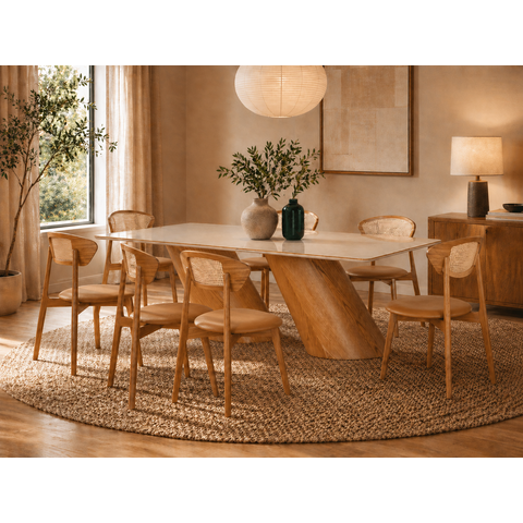 Sala de Jantar Maciça 8 Cadeiras 2,20m Corino Orion Imperial