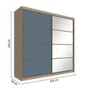 Ver imagem 4 de Guarda Roupa Casal com Espelho 100% MDF 2 Portas de Correr e 6 Gavetas 230cm Málaga Yescasa Capuccino/Azul