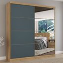 Ver imagem 1 de Guarda-Roupa Casal 2 Portas 6 Gavetas 100% MDF com Espelho 222cm x 230cm Malaga Azul/Capuccino