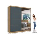 Ver imagem 4 de Guarda-Roupa Casal 2 Portas 6 Gavetas 100% MDF com Espelho 222cm x 230cm Malaga Azul/Capuccino