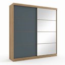 Ver imagem 3 de Guarda Roupa Casal com Espelho 100% MDF 2 Portas de Correr e 6 Gavetas 230cm Málaga Yescasa Capuccino/Azul