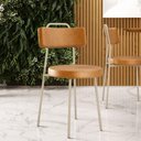 Ver imagem 2 de Kit 02 Cadeiras Decorativas Estofada Sala Jantar Barcelona Arena L02 Couríssimo Whisky - Lyam