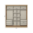 Ver imagem 7 de Guarda-Roupa Casal 2 Portas 6 Gavetas 100% MDF com Espelho 222cm x 230cm Malaga Off White/Capuccino