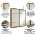 Ver imagem 6 de Guarda Roupa Casal com Espelho 100% MDF 2 Portas de Correr e 6 Gavetas 230cm Málaga Yescasa Capuccino/Off White