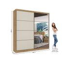 Ver imagem 4 de Guarda-Roupa Casal 2 Portas 6 Gavetas 100% MDF com Espelho 222cm x 230cm Malaga Off White/Capuccino