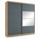 Ver imagem 3 de Guarda-Roupa Casal com Espelho 100% MDF 2 Portas de Correr e 6 Gavetas 230cm Málaga Yescasa Azul/Capuccino