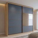 Ver imagem 1 de Guarda-Roupa Casal com Espelho 100% MDF 2 Portas de Correr e 6 Gavetas 230cm Málaga Yescasa Azul/Capuccino