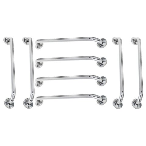 Alça Apoio 60cm Barra Inox Kit 8 Unidades Banheiro Idoso Acessibilidade Suporte Box Corrimao Seguran