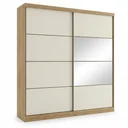Ver imagem 3 de Guarda-Roupa Casal com Espelho 100% MDF 2 Portas de Correr e 6 Gavetas 230cm Málaga Yescasa Off/White Capuccino