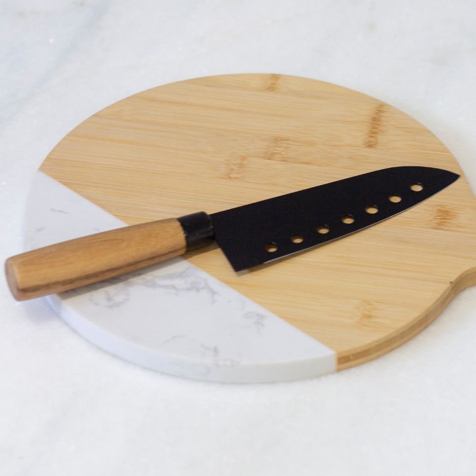 Faca Santoku para Corte Preta cabo Acácia Mimo Style - 2