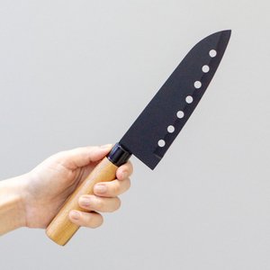 Faca Santoku para Corte Preta cabo Acácia Mimo Style