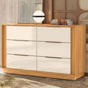 Ver imagem 5 de Cômoda Giardino 6 Gavetas MDP Puxador Metal Cinamon Off White Demóbile