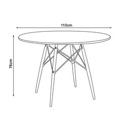 Mesa de Jantar Vidro Eames Eiffel Redonda 110cm Base Madeira Maciça - 2