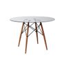 Mesa de Jantar Vidro Eames Eiffel Redonda 110cm Base Madeira Maciça - 1