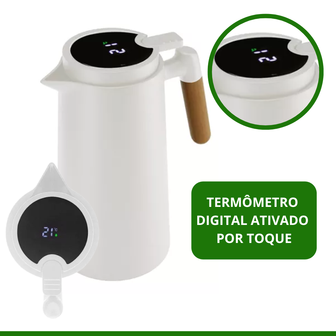 Garrafa Térmica Branca com Termômetro Indicador de Temperatura Tampa Digital Touch Snel 1l - 3