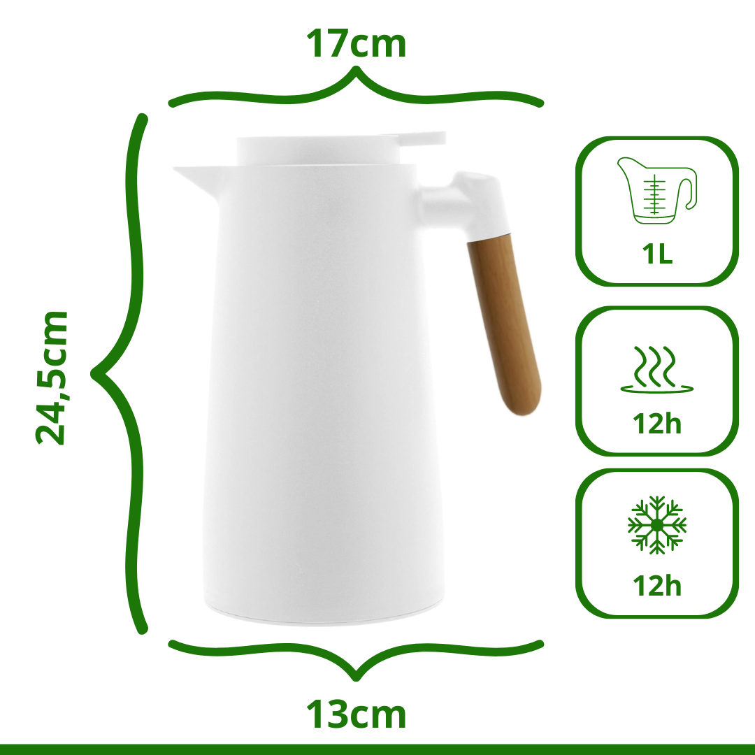 Garrafa Térmica Branca com Termômetro Indicador de Temperatura Tampa Digital Touch Snel 1l - 5