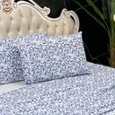 Ver imagem 2 de Jogo de Cama Lençol Casal Colonial Percal 300 Fios 4 Peças - Azul