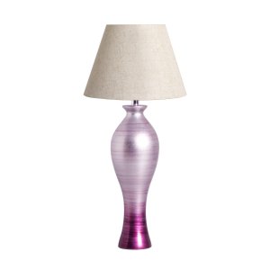 Abajur Grande para Sala Califórnia Roxo e Prata Boreal com Cúpula de Tecido