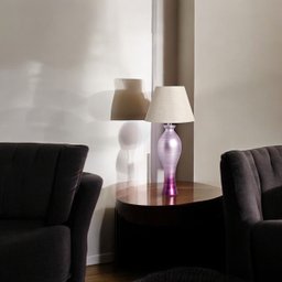 Abajur Grande para Sala Califórnia Roxo e Prata Boreal com Cúpula de Tecido - 2