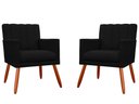 Ver imagem 1 de Kit 2 Poltronas Decorativa Cecília Couro Preto Pés Madeira Mz Decor
