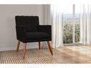 Ver imagem 4 de Kit 2 Poltronas Decorativa Cecília Couro Preto Pés Madeira Mz Decor