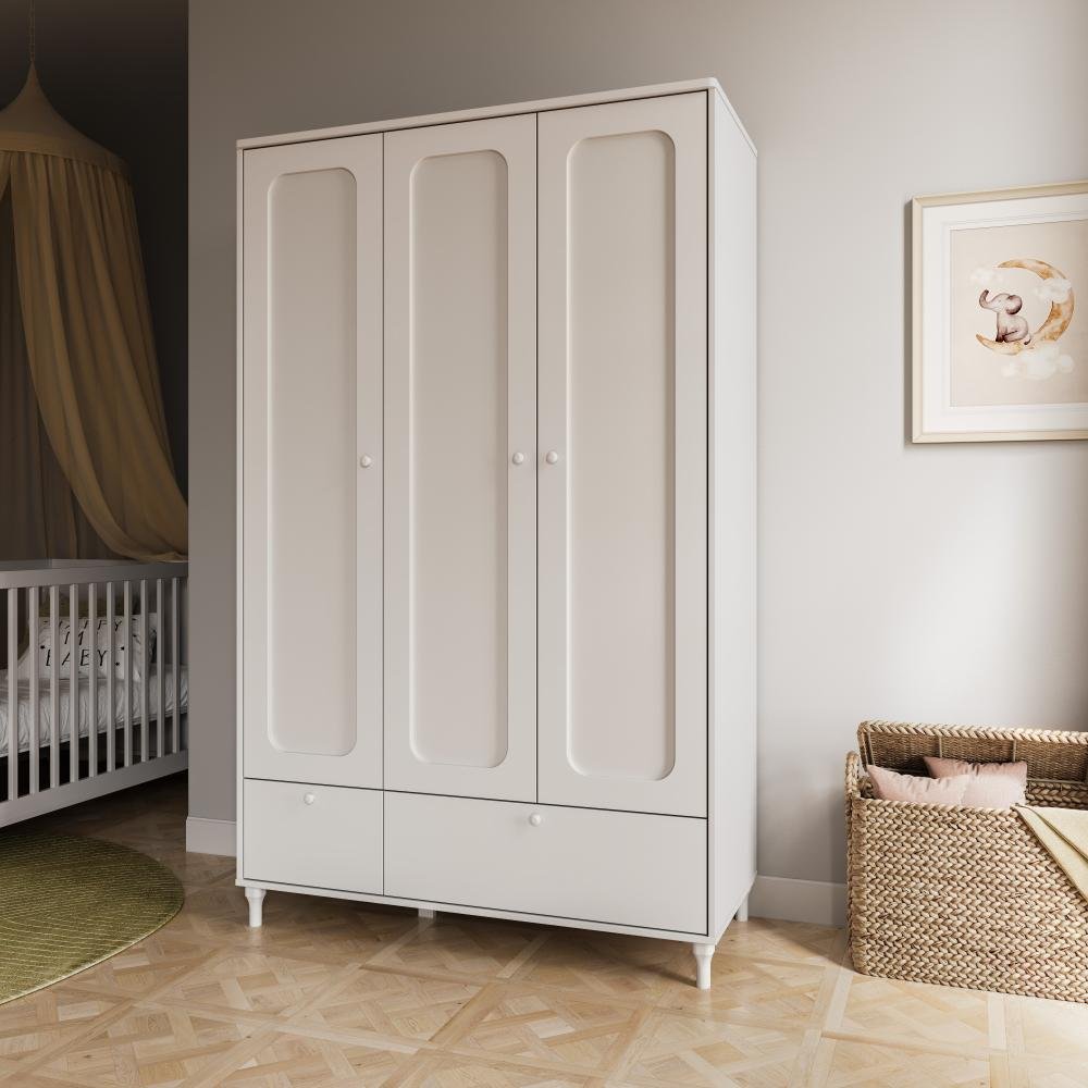 Guarda-roupa Infantil Branco Estilo Provençal Fofura Divicar - Branco