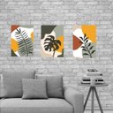 Ver imagem 2 de Kit 3 Placas Decorativas Folhas Abstratas 18x27cm