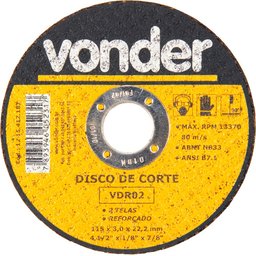Disco De Corte 114,3x3,0x22,22 2 Telas Para Aço Carbono Vdr0 - 1
